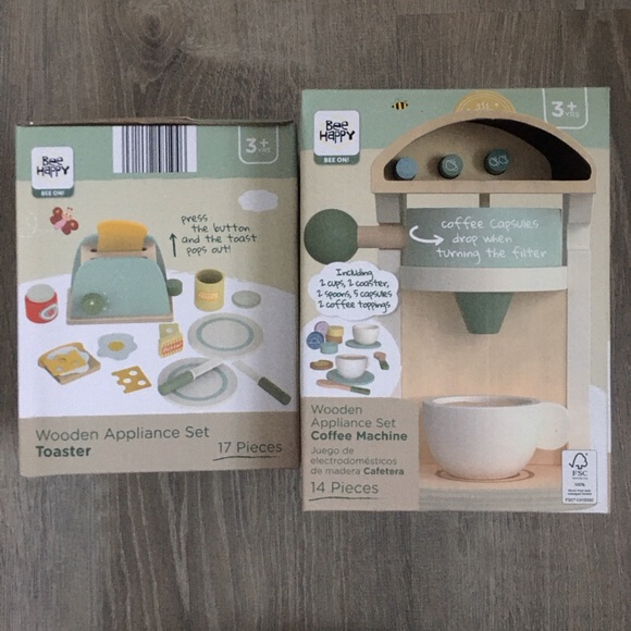 NIB ALDI Bee Happy Wooden Appliance Coffeemaker & Toaster Breakfast Bundle - Picture 2 of 7